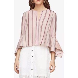 BCBGMAXAZRIA Teri Tearose Woven Bell Sleeve Top L